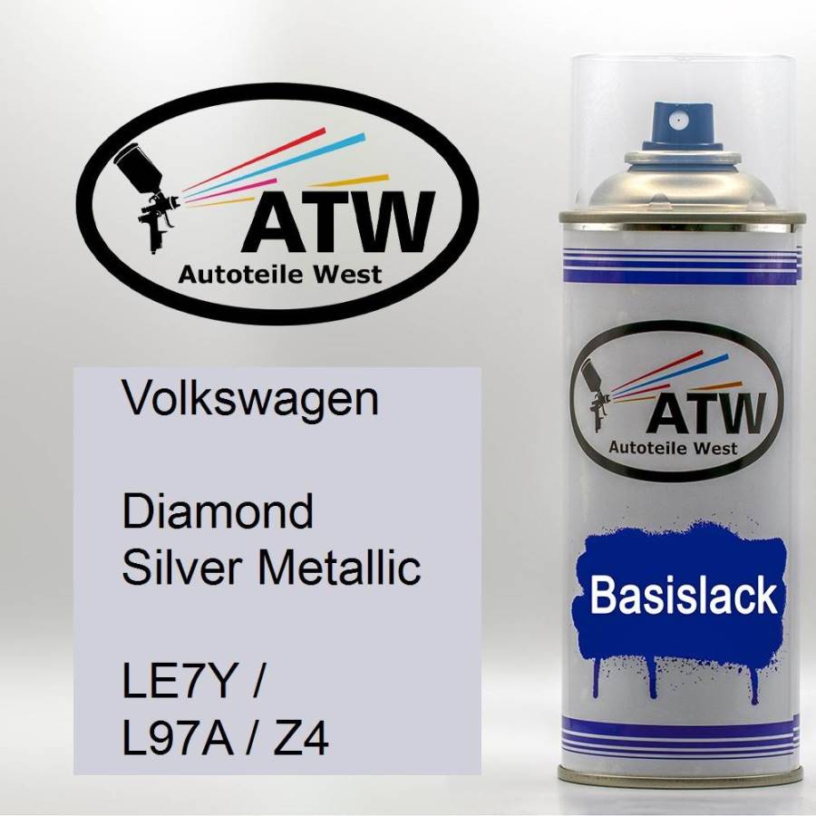 Volkswagen, Diamond Silver Metallic, LE7Y / L97A / Z4: 400ml Sprühdose, von ATW Autoteile West.